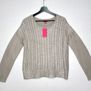 NWT!!! Vince Camuto Gray Cord Sweater‎ w/ Silver Metallic Splashing Size L #567